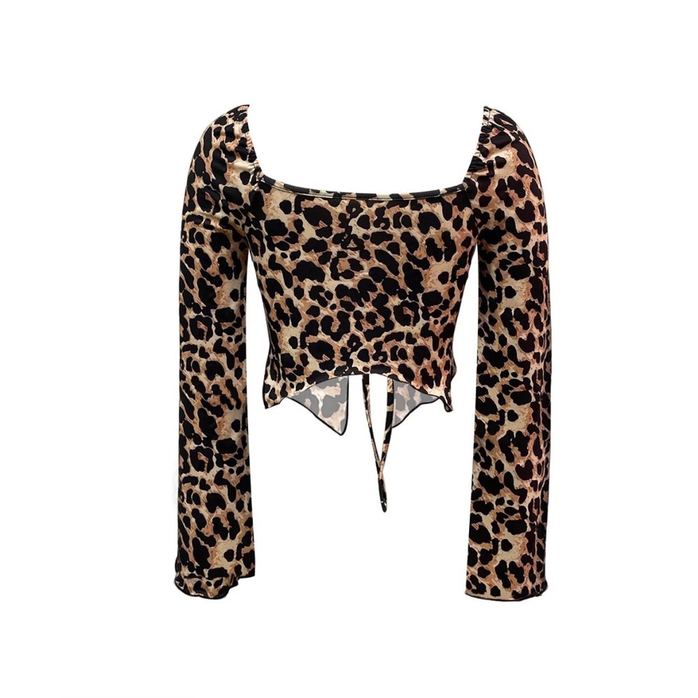 Leopard Print Ruched Women's Top - Picture 7 of 7